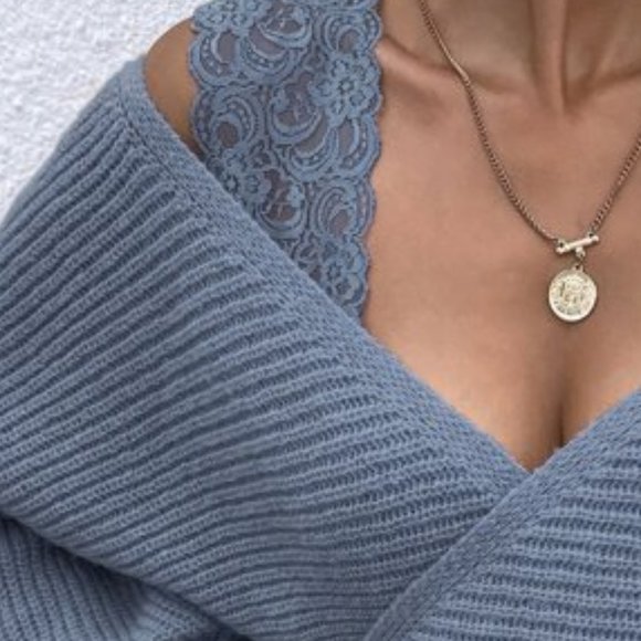 CHIC DOLLZ lace detailed knit Sweater Top - Picture 6 of 6